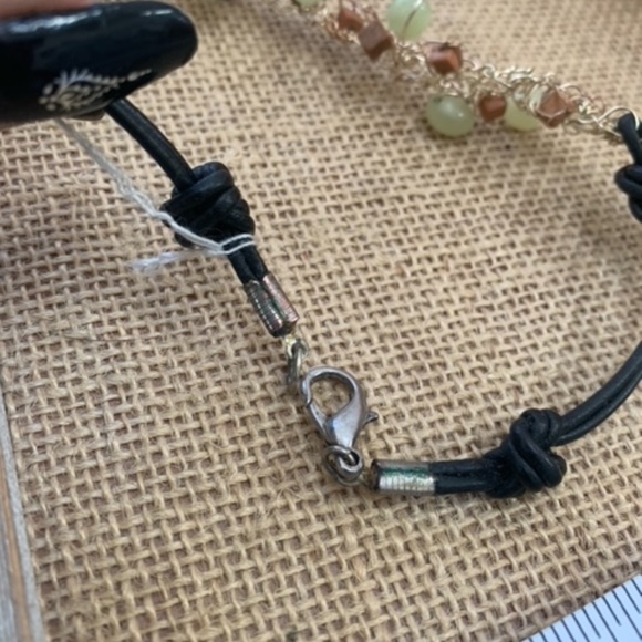 Leather and Lace, Jade and Italian Onyx Necklace - Picture 5 of 6